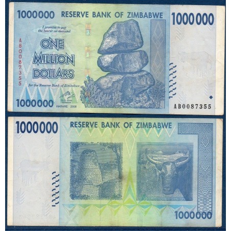 Zimbabwe Pick N°77, Billet de banque de 1 million de Dollars 2008