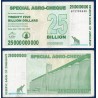 Zimbabwe P.62, TTB, Billet de 25 milliards de Dollars 2008 Silos