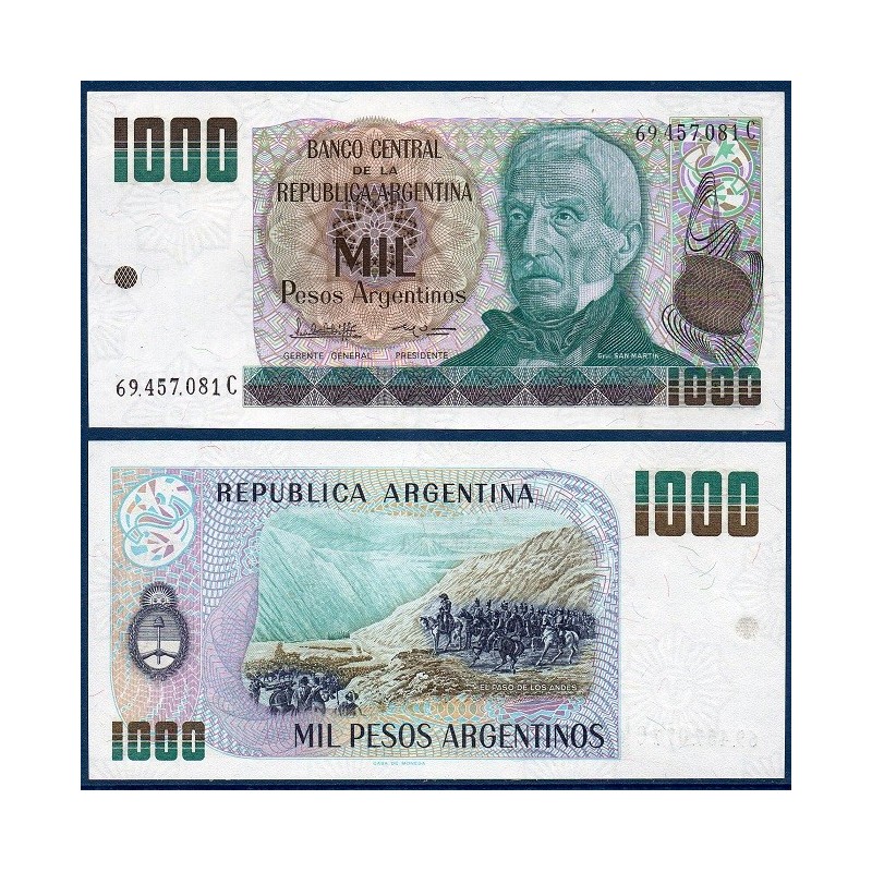 Argentine P.317b, neuf Billet de 1000 Pesos 1984 El Paso