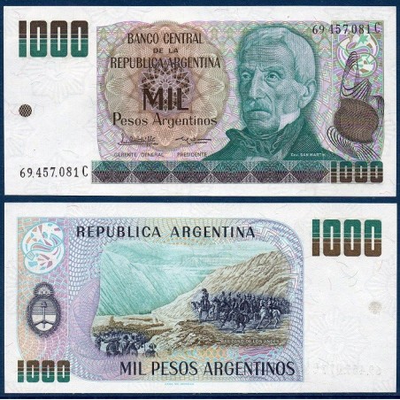 Argentine P.317b, neuf Billet de 1000 Pesos 1984 El Paso