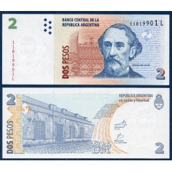 Argentine Pick N°352, Neuf Billet de 2 Pesos 2002 Bartolomé Mitre