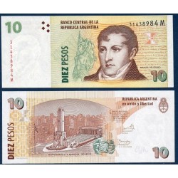 Argentine P.354a, neuf Billet de 10 Pesos 2002-2013 Manuel Belgrano