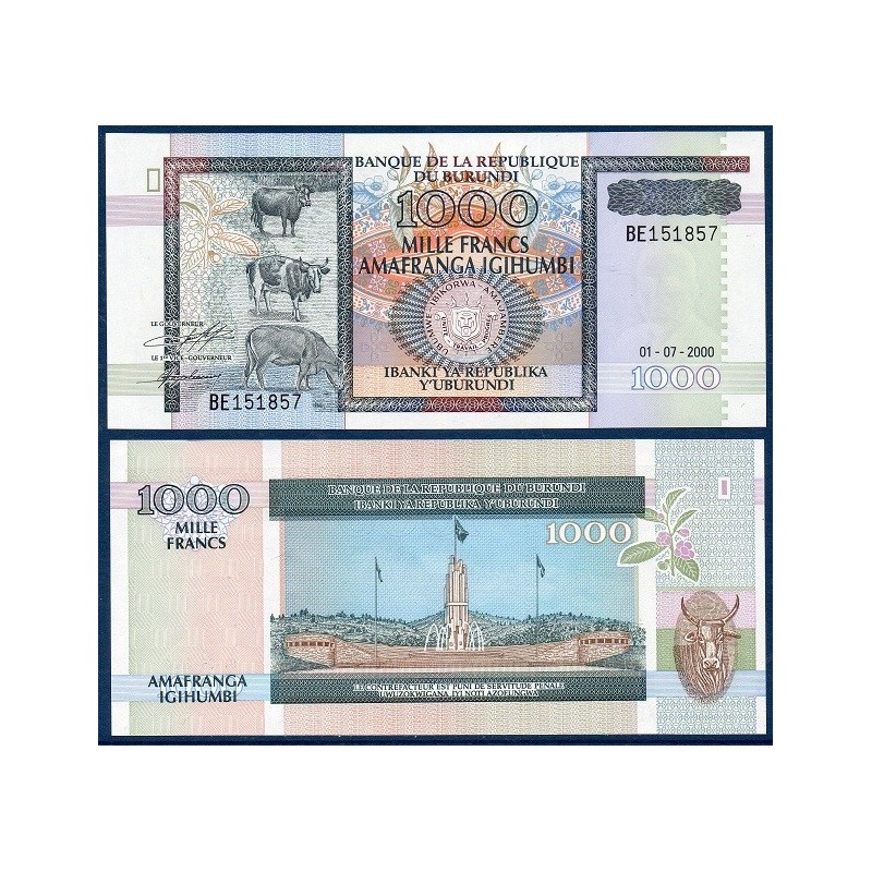 Burundi P.39c, Neuf, Billet de 1000 Francs 2000 Bétail