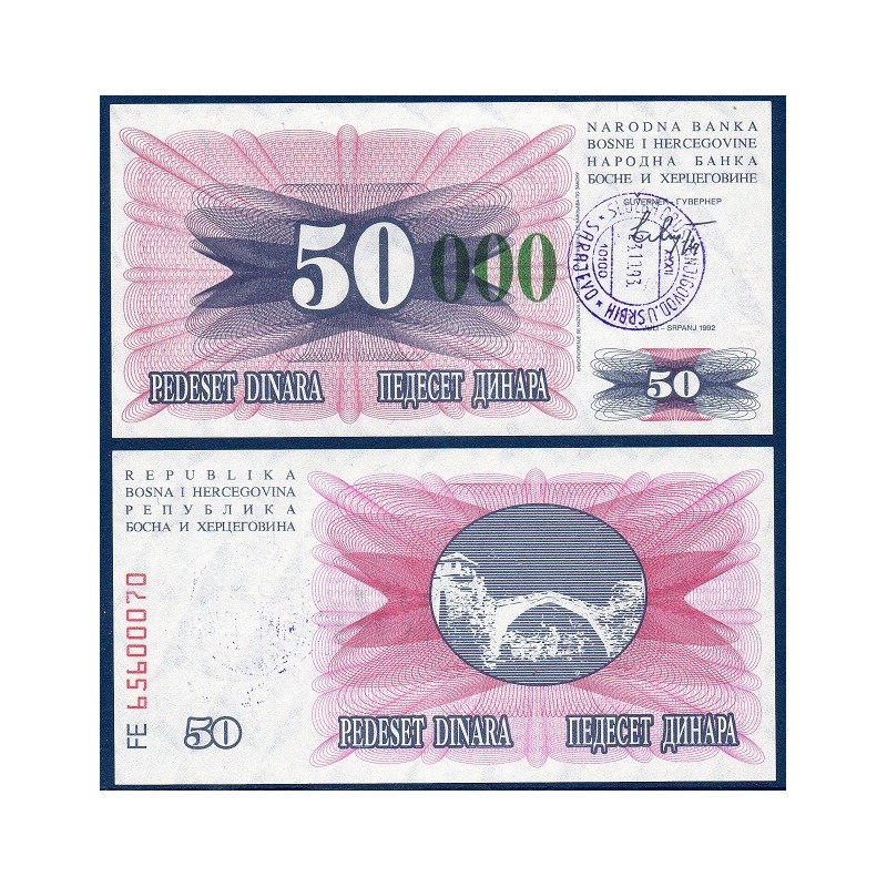 Bosnie P.55 date erronée , Billet 50000 Dinara 23.10.1993