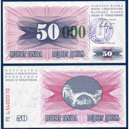 Bosnie P.55 date erronée , Billet 50000 Dinara 23.10.1993