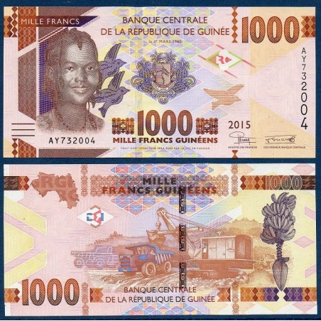 Guinée P.48a, Neuf, Billet de 1000 Francs 2015 Colombes