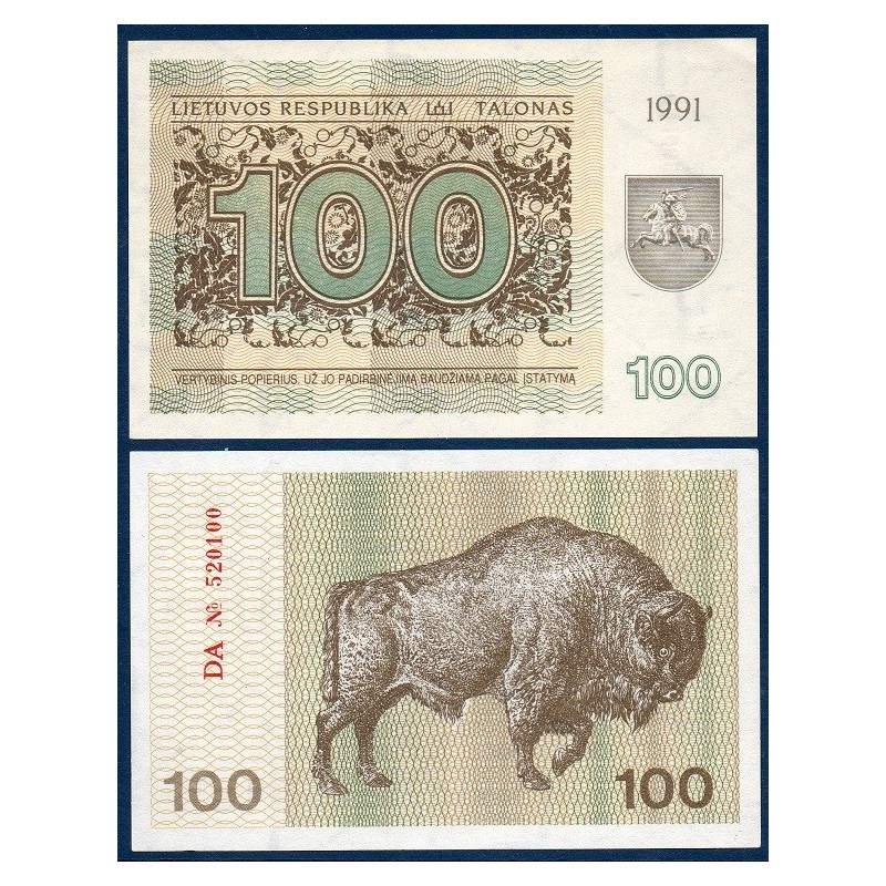 Lituanie Pick N°38b, Billet de banque de 100 Talonas 1991