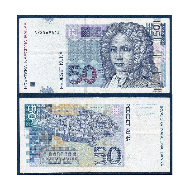 Croatie P.40a, TTB Billet de 50 Kuna 2002 Ivan Gundulic