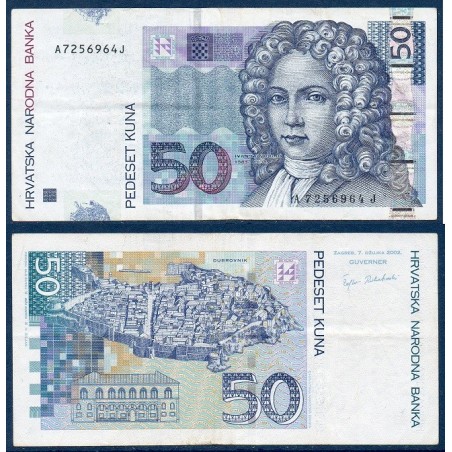 Croatie P.40a, TTB Billet de 50 Kuna 2002 Ivan Gundulic