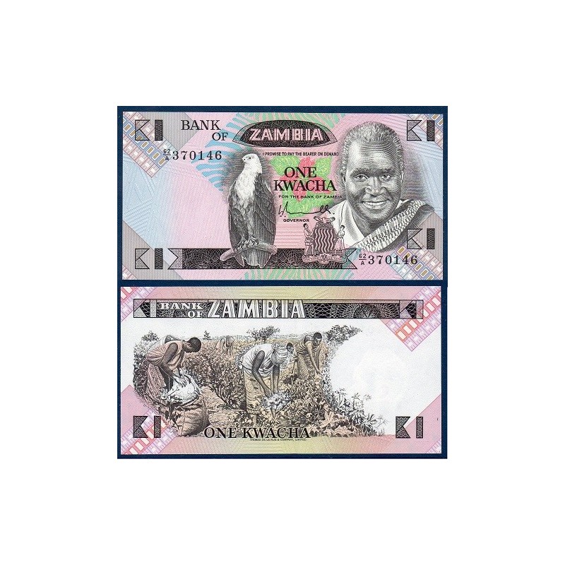 Zambie P.23b, Neuf, Billet de 1 Kwacha 1988 Aigle