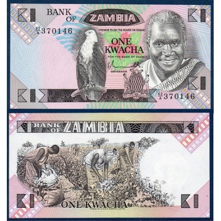 Zambie P.23b, Neuf, Billet de 1 Kwacha 1988 Aigle