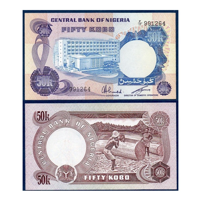 Nigéria P.14f, Neuf, Billet de 50 kobo 1973-1978 Arbres