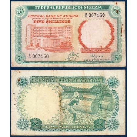 Nigeria Pick N°10b, Billet de Banque de 5 shillings 1968