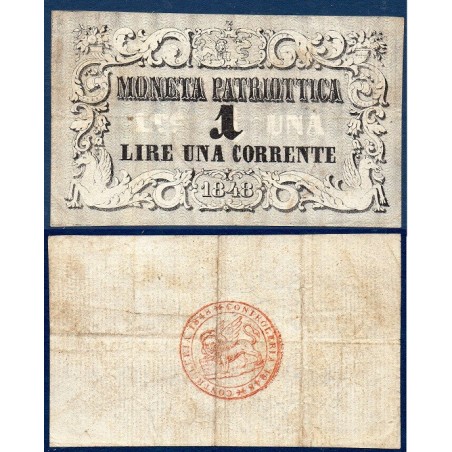 Etats Italiens Venise P.S185a.1, TTB Billet de 1 Lire 1848 ornement