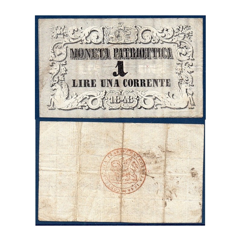 Etats Italiens Venise P.S185a.1,TTB+ Billet de 1 Lire 1848