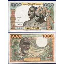 BCEAO P.103Ad Cote d'Ivoire, Billet de 1000 Francs CFA 2.3.1965 couple