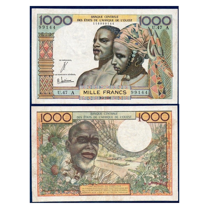 BCEAO P.103Ad Cote d'Ivoire, Billet de 1000 Francs CFA 2.3.1965 couple