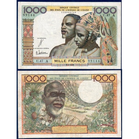 BCEAO P.103Ad Cote d'Ivoire, Billet de 1000 Francs CFA 2.3.1965 couple