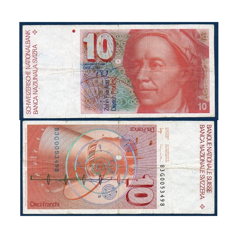 Suisse P.53e, TB, Billet de 10 Francs 1983 Leonhard Euler