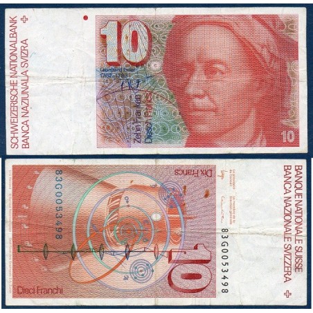 Suisse P.53e, TB, Billet de 10 Francs 1983 Leonhard Euler