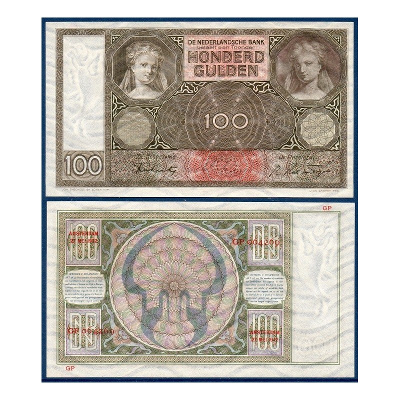 Pays Bas P.51c, Spl, Billet de 100 gulden 1942 Femme