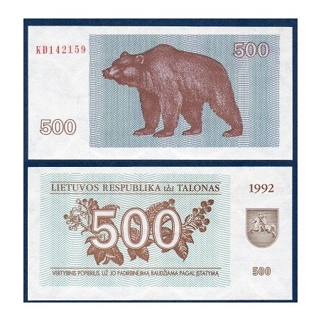 Lituanie Pick N°44, Billet de banque de 500 Talonas 1992