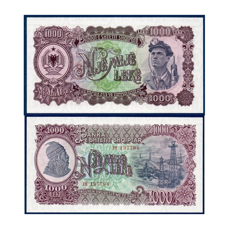 Albanie P.32a, Neuf Billet de 1000 Leke 1957 Mineur