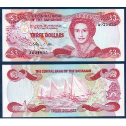 Bahamas P.44a, neuf Billet de 3 dollars 1984 Bateau