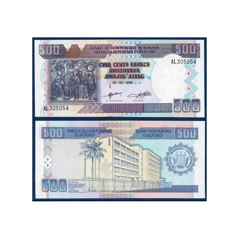 Burundi P.38b, Neuf, Billet de 500 Francs 1999 Tableau