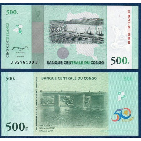 Congo P.100a, Neuf, Billet de 500 Francs 2010 Pont