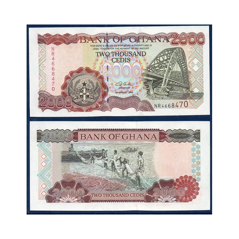 Ghana P.33h, Neuf, Billet de 2000 Cedis 2003 Pêche au filet