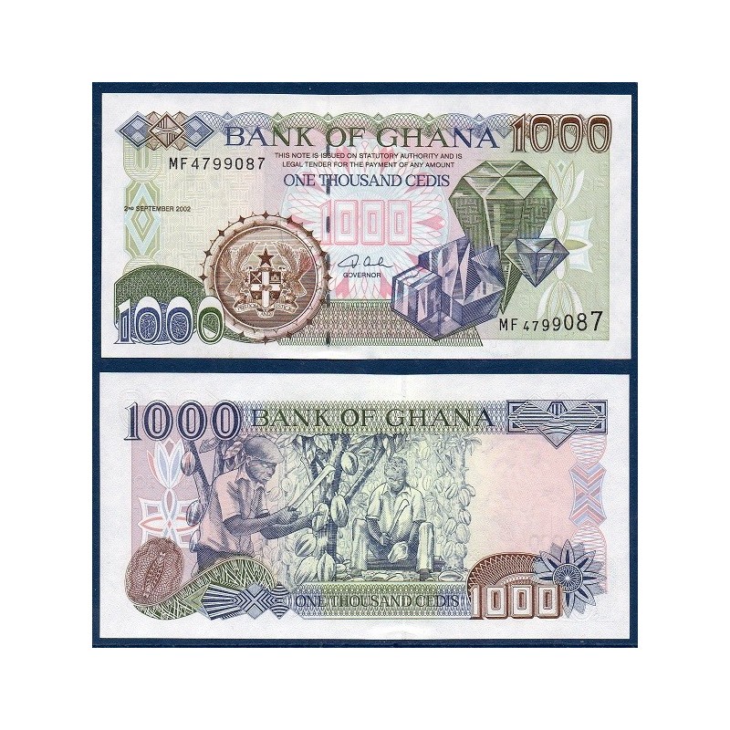 Ghana P.32h, Neuf, Billet de 1000 Cedis 2002 Cacao