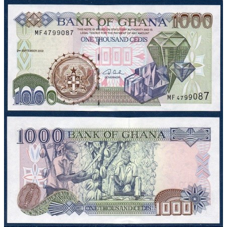 Ghana P.32h, Neuf, Billet de 1000 Cedis 2002 Cacao