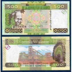 Guinée P.47a, Neuf, Billet de 500 Francs 2015 Vert