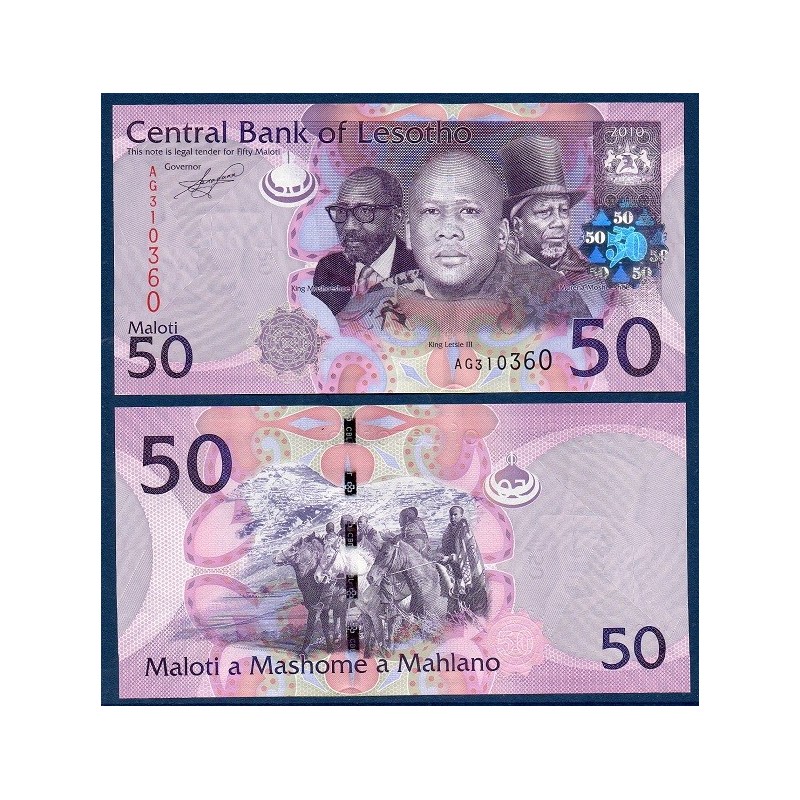 Lesotho P.23a, Neuf, Billet de 50 Maloti 2010 Cavaliers