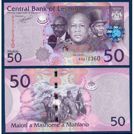 Lesotho P.23a, Neuf, Billet de 50 Maloti 2010 Cavaliers