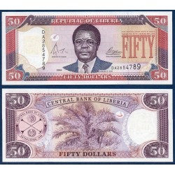 Liberia P.29b, Neuf, Billet de 50 Dollars 2004 Palmier