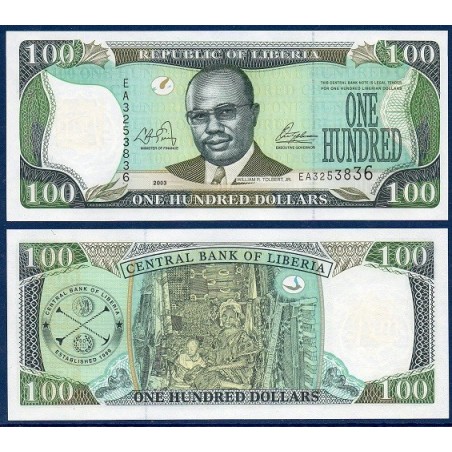 Liberia P.30a, Neuf, Billet de 100 Dollars 2003 Femme