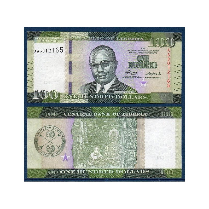 Liberia P.35a, Neuf, Billet de 100 Dollars 2016 Vert