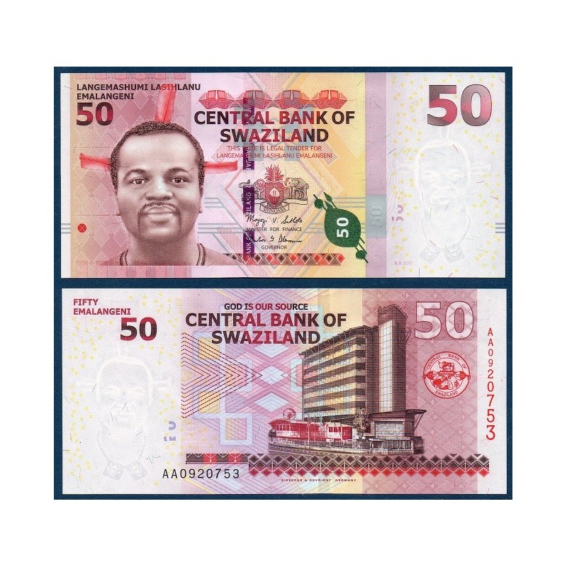 Swaziland P.38a, Neuf, Billet de 50 emalangénie 2010 Immeuble