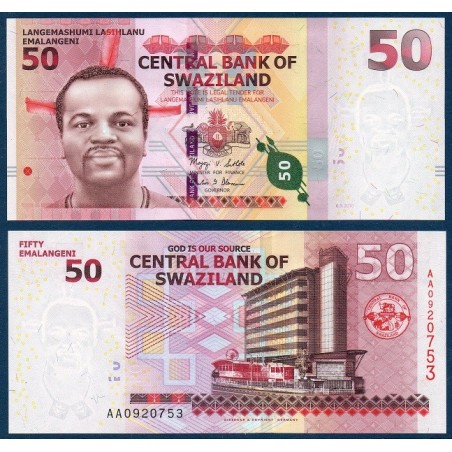 Swaziland P.38a, Neuf, Billet de 50 emalangénie 2010 Immeuble