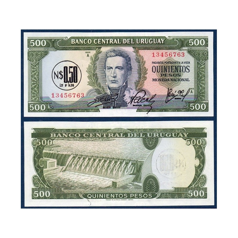 Uruguay Pick N°54, Billet de banque de 0.50 Peso 1975