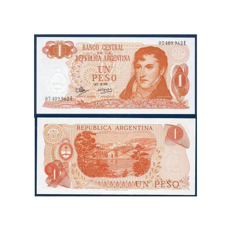 Argentine P.287, neuf Billet de 1 Peso 1970-1973 Llao-Llao