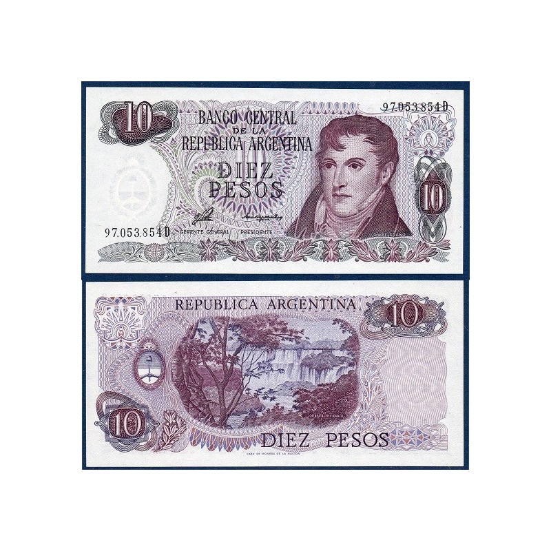 Argentine P.300, neuf Billet de 10 Pesos 1976 chutes Iguaza