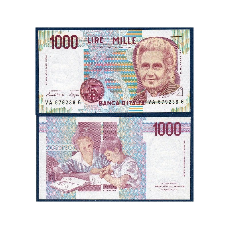 Italie P.114a, Neuf Billet de 1000 Lire 1960 Maria Montesori