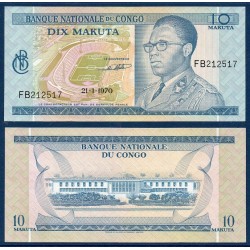 Congo P.9a, Neuf, Billet de 10 makuta 21.1.1970 Tata Raphaël