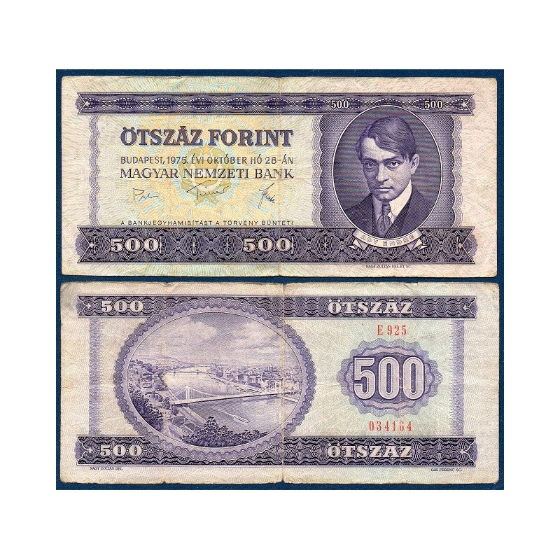 Hongrie P.172b, TB Billet de 500 Forint 1975 Ady Endre