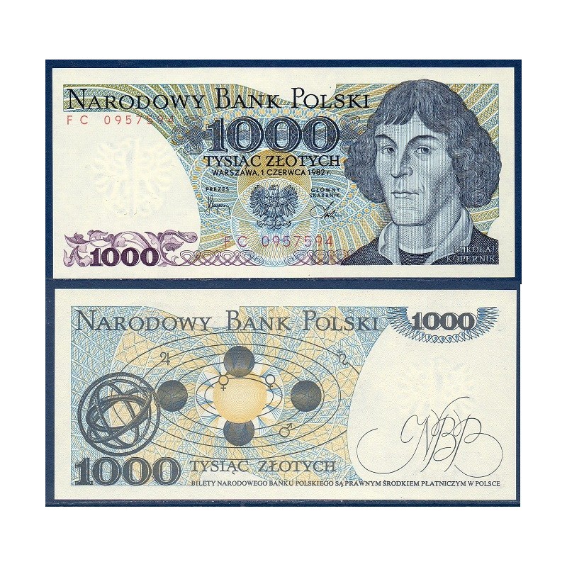 Pologne P.146c, Neuf, Billet de 1000 Zlotych 1982 Copernic