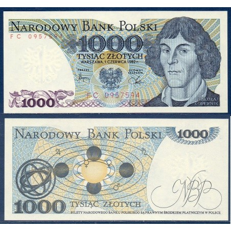 Pologne P.146c, Neuf, Billet de 1000 Zlotych 1982 Copernic