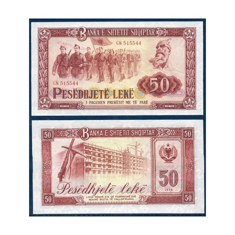 Albanie P.45c, Neuf Billet de 50 Leke 1976 militaires